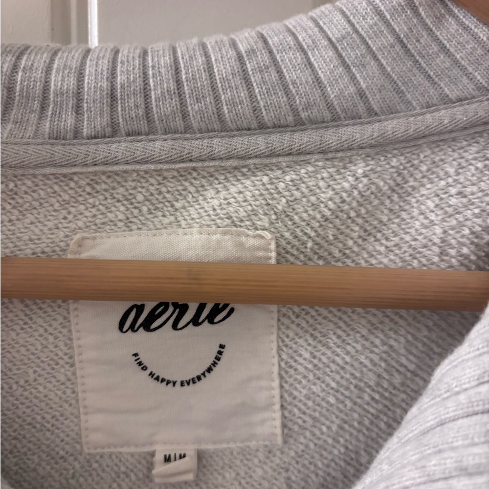 aerie Light Heather Gray Crewneck Sweater